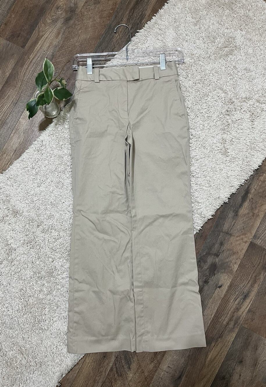 Aritzia Babaton Size 00 Beige Wide Leg Mid-Rise Chino Trouser Pants